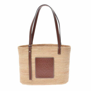 LOEWE Square Basket Bag Beige Brown Raffia Leather Handbag